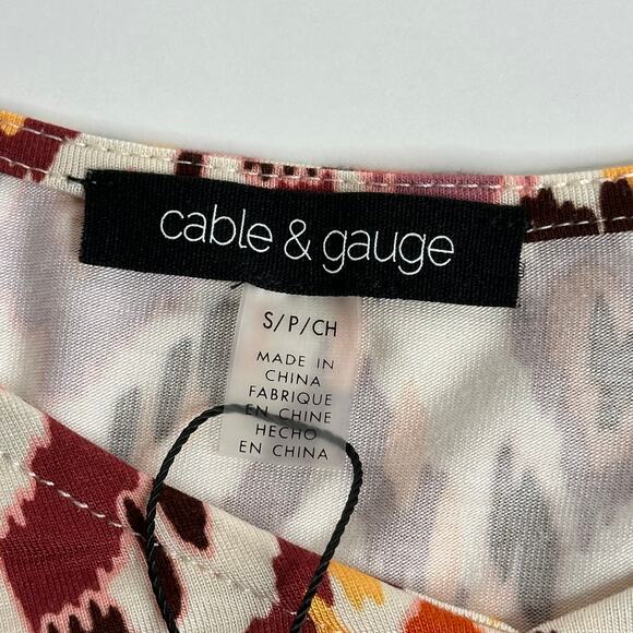NWT Cable & Gauge Orange Geometric Print Open Sleeve Blouse Womens Size Small S - Picture 8 of 12